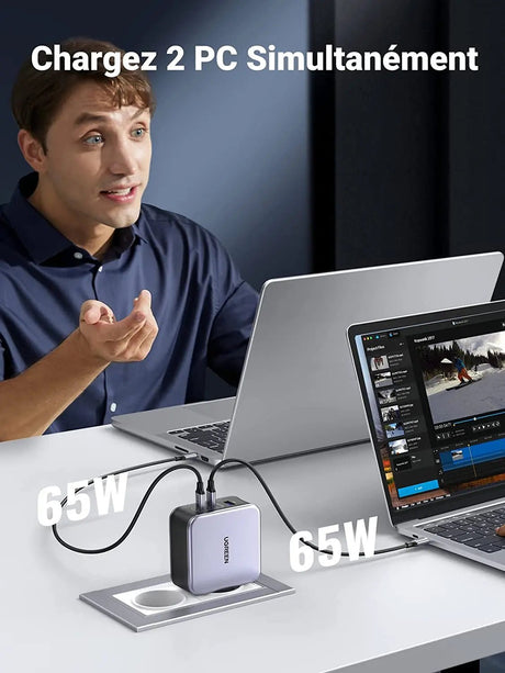 UGREEN 140W Nexode(EU) 3 - Port USB C GaN II Charger Support PD 3.1 USB C Power Supply, GaN Tech Compatible with MacBook Pro 16" 2021, Dell XPS, iPhone 14 Pro Max/Pro/14/13, Galaxy S22 Only Charger,With USB Cable (90549) - Ugreen India