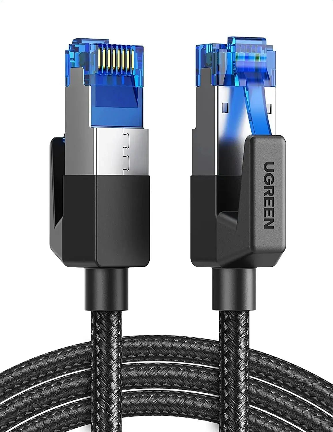 UGREEN 1.5M Cat 8 Ethernet Cable, High Speed Braided LAN Network Cord, 40Gbps 2000MHz Shielded Internet Cable with Gold - Plated RJ45 Connector, Compatible with Router, Switch, Modem, PS5, Xbox, PC (80430) - Ugreen India