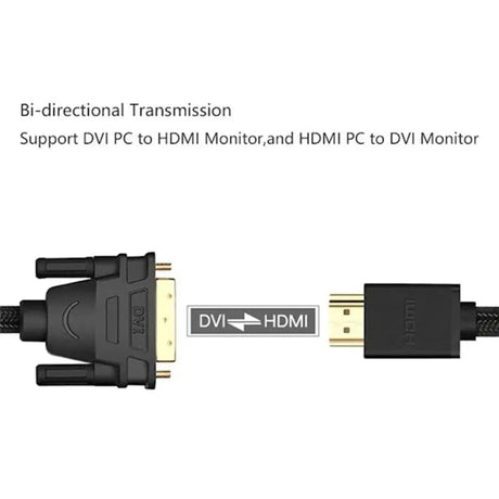UGREEN 1.5m HDMI to DVI 24+1 Cable, Braided High Speed Adapter Cord, 1080P Full HD Video Converter for Laptop, PC, Monitor, Projector, HDTV (50750) - Ugreen India