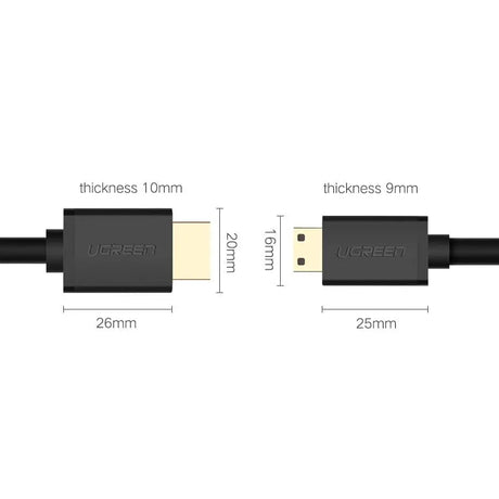 UGREEN 1.5M Mini HDMI to HDMI Cable 4K@60Hz, High Speed HDMI 2.0 Male to Male Cord Compatible with Camera, DSLR, Tablet, Camcorder, Raspberry Pi, HDTV, Monitor, Projector – (11167) - Ugreen India