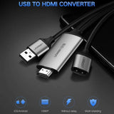 UGREEN 1.5M USB A Female to HDMI Male Digital AV Adapter Cable, USB to HDMI Converter Cord for Streaming Video, Movies, Presentations – Compatible with Laptop, PC, TV, Projector, Monitor – (50291) - Ugreen India