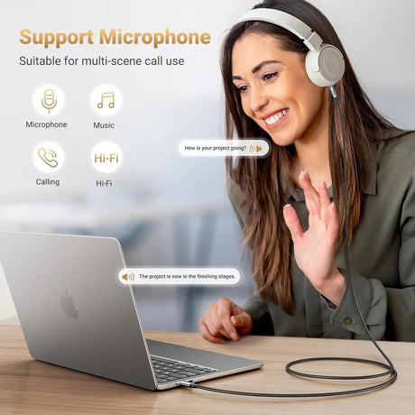 UGREEN 1M Aux to USB, Type C to 3.5mm Audio Jack Cable USB C to TRRS Headphone Car Stereo Cord Adapter Mic HiFi Compatible with iPhone 16 15 Pro (Max)/15 Plus, Galaxy S25 Ultra Pixel 9 iPad Pro, 1Me (35056) - Ugreen India