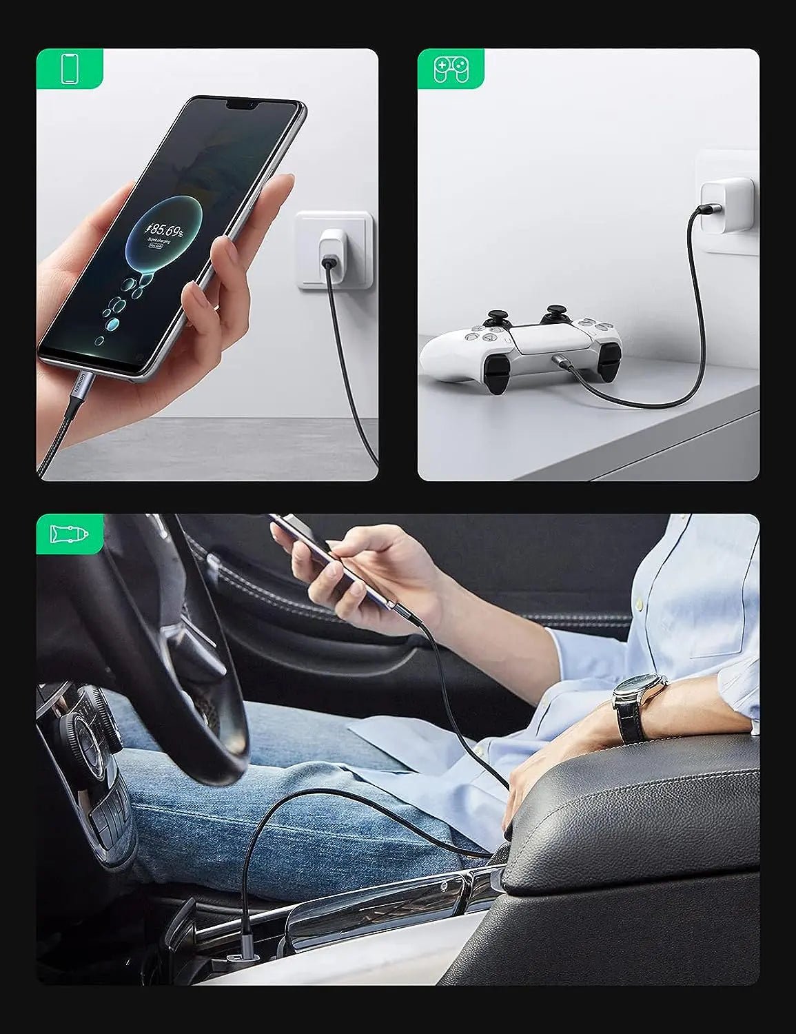 Ugreen 1m Usb - A 2.0 Male To Usb - C Male Cable, Nickel Plating/Aluminum Shell/ Braided For Charging Adapter, Smartphone (60126) - Ugreen India