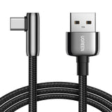 UGREEN 1m USB A 2.0 Right Angle 90 Degree Male to Usb C Male Braided Cable with Zinc Alloy Shell Compatible for Samsung Galaxy S10 S10e S9 Plus Note 9 8, LG G8 G7 V40 V20 V30, Moto Z Z3, Nintendo Switch etc. (70413) - Ugreen India