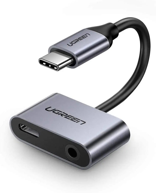 UGREEN 2 In 1 USB - C Female to Dual Port (USB - C + 3.5mm Audio) Female Adapter, 30W/PD3.0/QC 3.0 Fast Charging [Does not support iPad, Google pixel] (50596) - Ugreen India