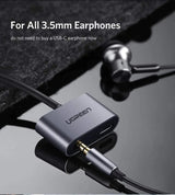 UGREEN 2 In 1 USB - C Female to Dual Port (USB - C + 3.5mm Audio) Female Adapter, 30W/PD3.0/QC 3.0 Fast Charging [Does not support iPad, Google pixel] (50596) - Ugreen India