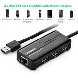 UGREEN RJ45 ईथरनेट एडाप्टर 3*USB 2.0 हब USB नेटवर्क एडाप्टर 10/100Mbps के साथ Nintendo स्विच Wii Windows Surface Pro MacBook Air Retina Chromebook और अधिक PC आदि के लिए संगत. (20264) 