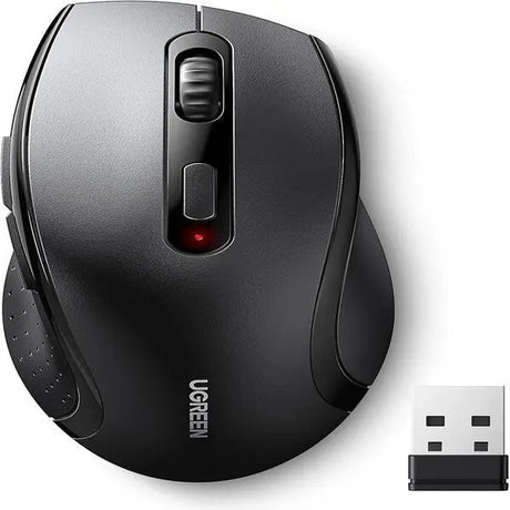 UGREEN 2.4G 1600 DPI 6 Buttons Wireless Mouse with Nano Receiver, 3 Adjustable DPI Levels for PC, Laptop, iMac, MacBook, Microsoft Pro, Office Home, Black (45012) - Ugreen India