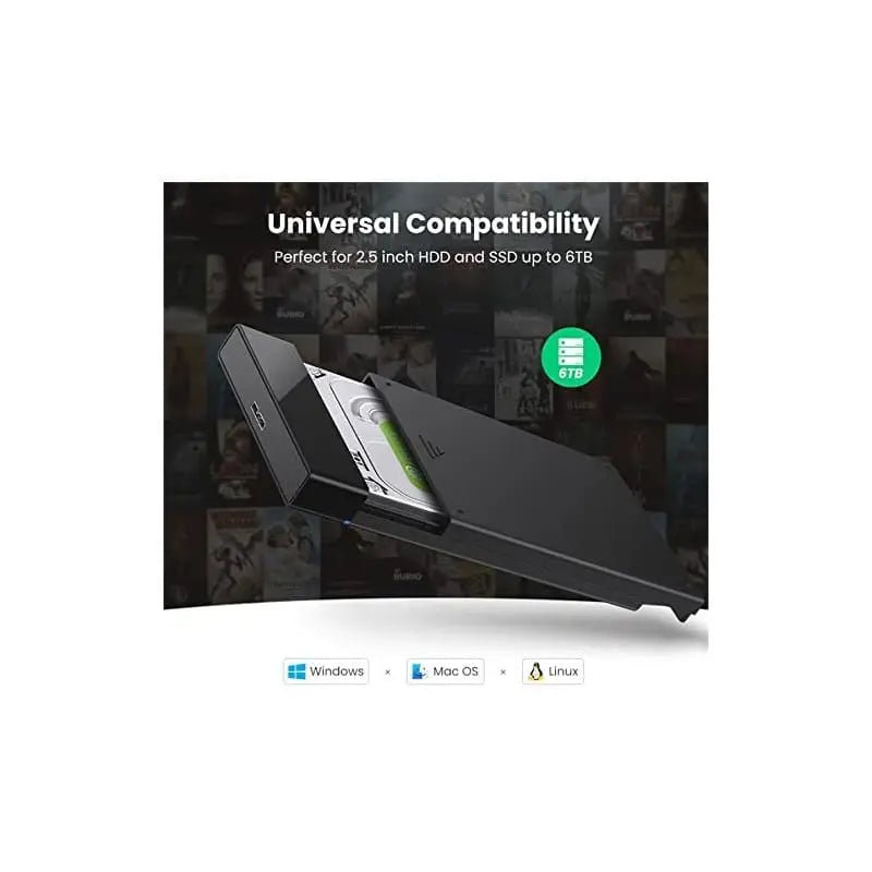 UGREEN 2.5 Inch External Hard Drive Enclosure, USB 3.0 to SATA III HDD/SSD Case, 5Gbps High Speed Portable Hard Disk Box Compatible with 7/9.5mm 2.5" SATA SSD & HDD, UASP Supported for Laptop, PC – Black (30848) - Ugreen India