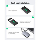 UGREEN 2.5 - Inch SATA External Hard Drive Enclosure, Aluminum Case, USB 3.1 Gen 2 Support UASP SATA III Compatible with WD, Seagate, Toshiba, Samsung, Hitachi, PS4, Xbox, PC, Tool Free etc. (70498) - Ugreen India