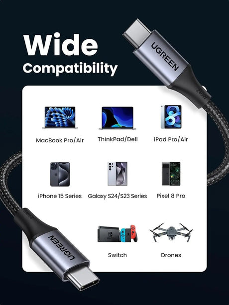 UGREEN 2M 240W PD3.1 USB C to USB C Cable - Ugreen India