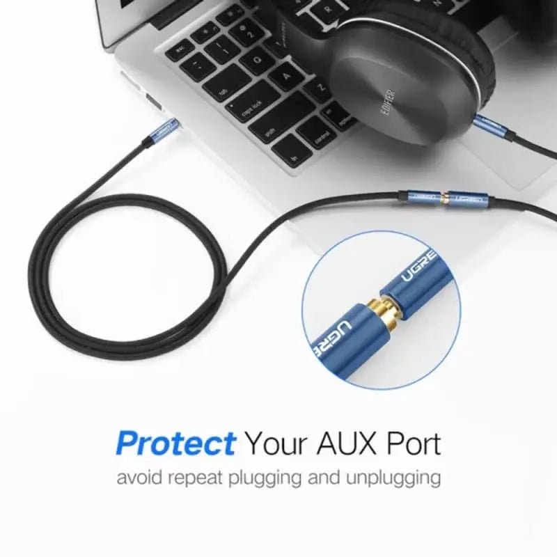 UGREEN 2M 3.5mm Audio Extension Cable, Male to Female Braided Aux Headphone Jack Extender Cord, Compatible with Headphones, Car Stereo, Smartphone, Tablet, Laptop, Speaker, Amplifier – Black (40675) - Ugreen India