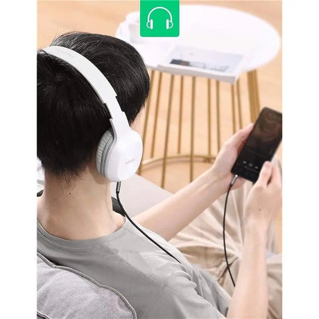 UGREEN 2M 3.5mm Male To Male Stereo Auxiliary Audio Cable Gold - Plated Metal Case Braided Cable For Car, Home Stereos, Headphone, Speaker, MP3, Compatible with Beats, iPhone, iPod, iPad, Sony etc. (50363) - Ugreen India