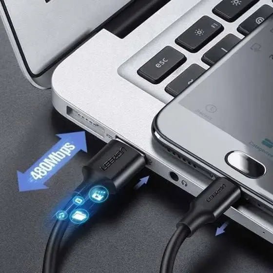 UGREEN 2M USB 2.0 A to Micro USB Cable, High Speed Data Sync and Charging Cord with Nickel Plating – Compatible with Android Smartphones, Tablets, PS4 Controller, Camera, Hard Drive – Black (60138) - Ugreen India