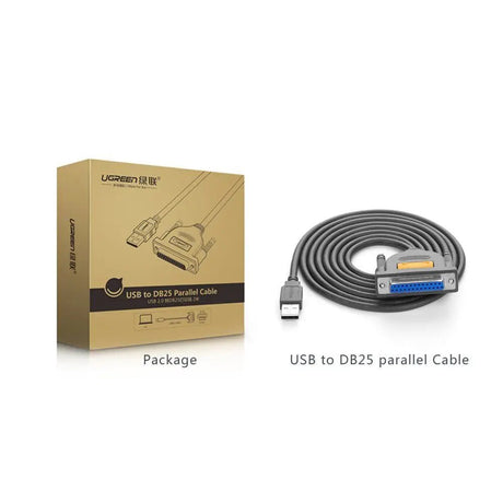 Ugreen 2m USB 2.0 Male To DB25 Female Parallel Printer Adapter Cable For Printer, Inkjet, Laser etc. - Gray (20224) - Ugreen India