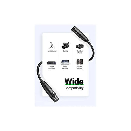 UGREEN 2M XLR Male to Female Microphone Extension Cable, Balanced 3 - Pin Cannon Mic Cord, Durable Shielded Audio Cable for Microphone, Mixer, Amplifier, Speaker, Studio, Stage, and Recording (20710) - Ugreen India