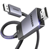UGREEN 2M/6.6Ft. Unidirectional Active DisplayPort 1.4 to HDMI 2.1 Cable 8K@60Hz 4K@120Hz, HDR, Dolby, HDCP2.3, DSC1.2a, 32.4Gbps Braided Compatible with Monitor, Dell, HP, HDTV, AMD NVIDIA (80397) - Ugreen India