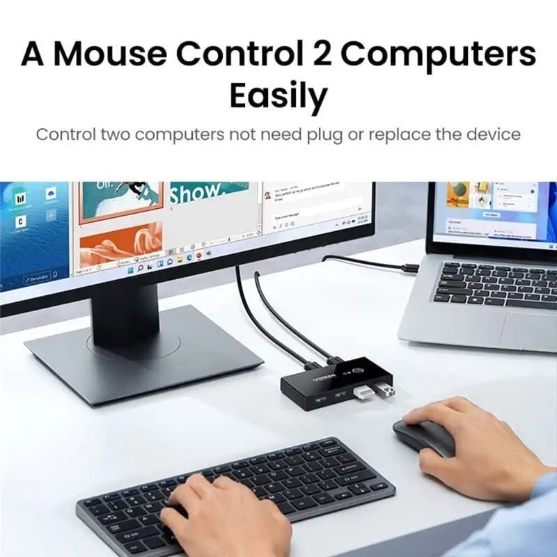 UGREEN 2x4 USB 2.0 Sharing Switch Box, 2 In 4 Out Peripheral Switcher for Printer, Scanner, Keyboard, Mouse, PC, Laptop (30767) - Ugreen India