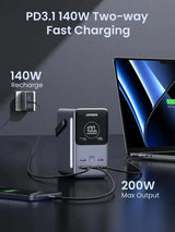 UGREEN 300W 48,000mAh Portable Charger Power Bank with Smart Digital Display, Lighting and SOS Mode, 153Wh 5 Ports USB C Battery Pack for Outdoor Camping and Home Backup for Laptop and More (25286) - Ugreen India