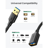 UGREEN USB 3.0 Type A Extension Cable 3M Male to Female 5Gbps Data Transfer PlayStation Xbox Oculus VR USB Flash (30127)