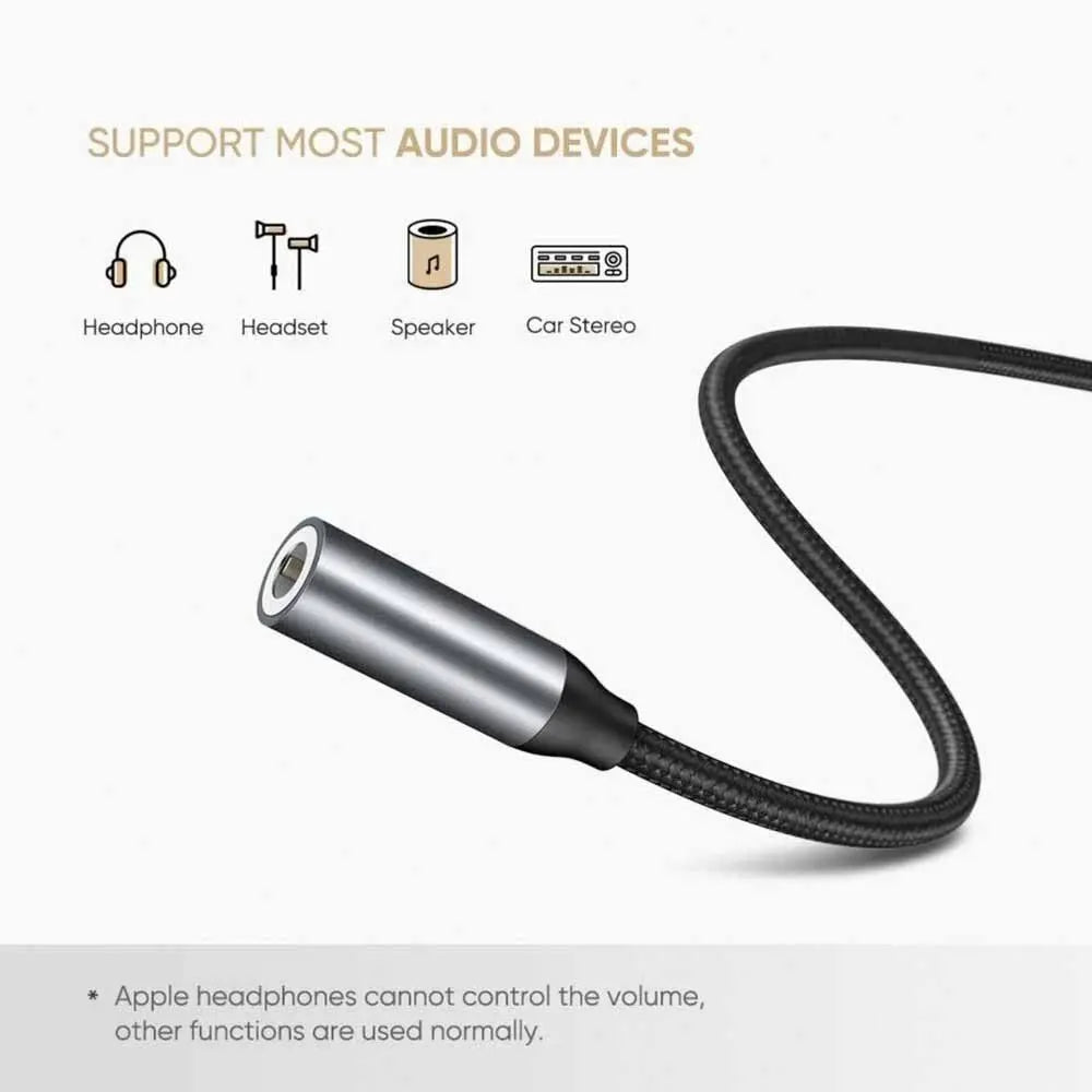 UGREEN USB C to 3.5mm Headphone Adapter Male to Female Jack Mi 11 Ultra P40 Pro P30 Pro OnePlus 9 8 Pro 10cm Cable (30632)