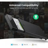 UGREEN 2.5 Inch External Hard Drive Enclosure USB 3.0 SATA III 5Gbps UASP HDD SSD Case 7mm 9.5mm Portable Laptop PC (30848)