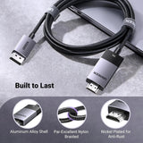 UGREEN 3.3FT/1M Unidirectional DisplayPort to HDMI Cable 8K@60Hz 4K@120Hz Active DP 1.4 to HDMI 2.1 Cord HDR, Dolby, HDCP2.3, DSC1.2a, 32.4Gbps Braided Compatible with Monitor, Dell, HP, HDTV, AMD NVIDIA (80395) - Ugreen India