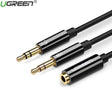 UGREEN 3.5mm Audio Splitter Cable, 20cm Female to Dual 3.5mm Male Adapter with ABS Case, Headphone & Mic Y - Splitter for PC, Laptop, Smartphone (20898) - Ugreen India