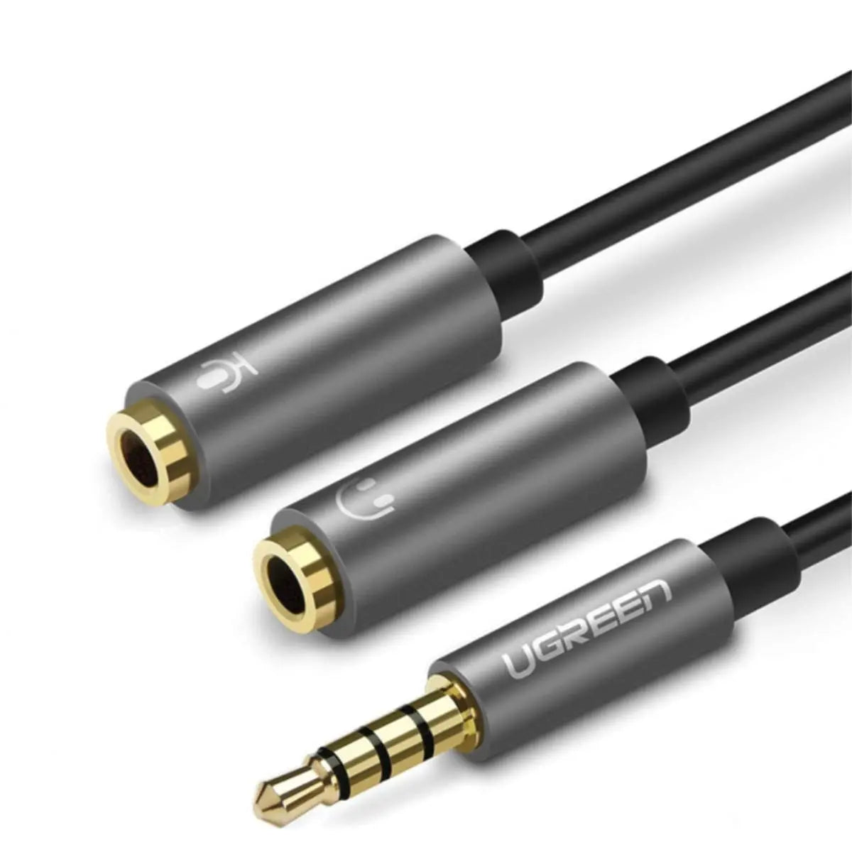 UGREEN 3.5MM Audio Stereo Y Splitter Extension Cable 3.5MM Male to 2 Female for Earphone, Headset Splitter Adapter, Compatible for PS4, Xbox One, Laptop, Phone, PC Gaming Headset [with MIC] - (Gray) (30619) - Ugreen India