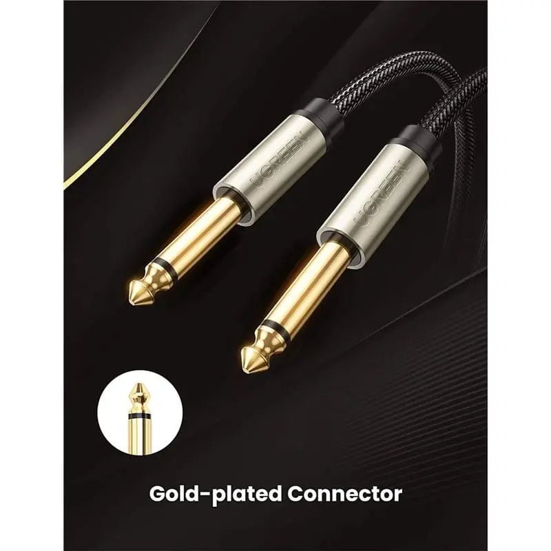 UGREEN 3m 6.35mm Mono Male to Male Stereo Audio Cable, TRS Auxiliary Cord for Guitar, Amplifier, Mixer, Keyboard, Microphone, Speakers, Home Theater & Professional Audio Equipment, Durable HiFi Cable (10639) - Ugreen India