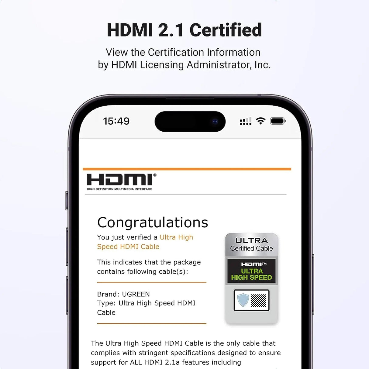 UGREEN 3M 8K@60Hz HDMI 2.1 Ultra Certified Male To Male Zinc Alloy Shell Braided Round Cable Ultra High Speed 48Gbps Support Dynamic HDR Dolby Vision eARC Compatible for Xbox One Nintendo Switch Samsung TV Roku PS5 Nylon etc. (80602) - Ugreen India