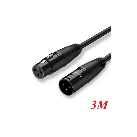 UGREEN 3M Cannon XLR Male To Female Microphone Extension Cable For Amplifiers, Microphones, Mixer, Preamp, Speaker System Or Other Professional Recording (20711) - Ugreen India