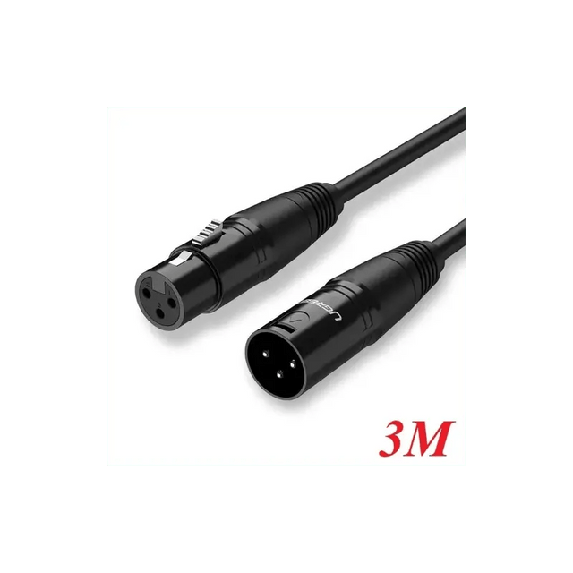 UGREEN 3M Cannon XLR Male To Female Microphone Extension Cable For Amplifiers, Microphones, Mixer, Preamp, Speaker System Or Other Professional Recording (20711) - Ugreen India