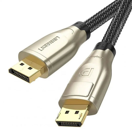 UGREEN 3M DisplayPort 1.4 Male to Male Round Cable UHD Gold - Plated Zinc Alloy Shell Braided Support 7680x4320 Resolution 8K@60Hz 4K@144Hz 32.4Gbps HDP HDCP (60844) - Ugreen India