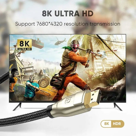UGREEN 3M DisplayPort 1.4 Male to Male Round Cable UHD Gold - Plated Zinc Alloy Shell Braided Support 7680x4320 Resolution 8K@60Hz 4K@144Hz 32.4Gbps HDP HDCP (60844) - Ugreen India