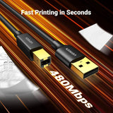 UGREEN 3M USB 2.0 A - Male to B - Male Printer Scanner Cable Compatible with Hp, Cannon, Brother, Samsung, Dell, Epson, Lexmark, Xerox, Piano, Dac and More (10351) - Ugreen India