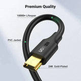 UGREEN 3M USB 2.0 A Male to Mini B 5 - Pin Fast Data Charging Cord Compatible with Hero 3+, Game Controller, Digital Camera, Dash Cam, MP3 Player, GPS Receiver, SatNav, PDAs (10386) - Ugreen India