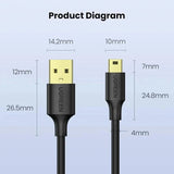 UGREEN 3M USB 2.0 A Male to Mini B 5 - Pin Fast Data Charging Cord Compatible with Hero 3+, Game Controller, Digital Camera, Dash Cam, MP3 Player, GPS Receiver, SatNav, PDAs (10386) - Ugreen India