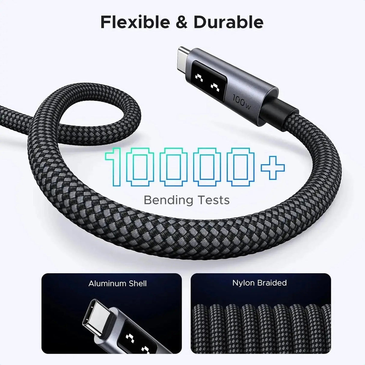 UGREEN 3M/10Ft Uno 100W USB C to USB C Fast Charging Cable with LED Display (35513) - Ugreen India