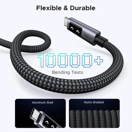 UGREEN 3M/10Ft Uno 100W USB C to USB C Fast Charging Cable with LED Display (35513) - Ugreen India