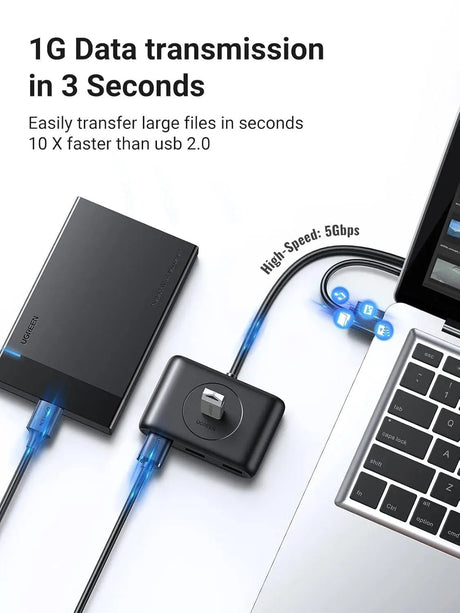Ugreen 4 - Port Usb 3.0 Hub Super Speed For Your Macbook Macbook Air, Mac Mini And Microsoft Surface, Ultrabooks 30 Inch Cable Usb Hub (20291) - Ugreen India