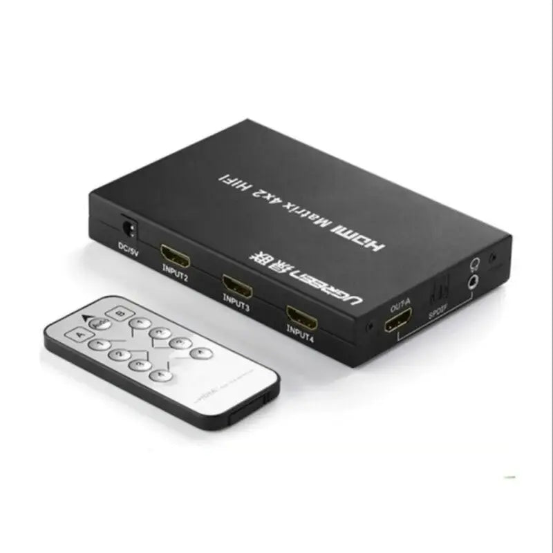 UGREEN 4x2 HDMI Matrix Switch 4 In 2 Out HDMI Splitter with IR Remote 1080P 3D Video TV Projector Monitor 40216