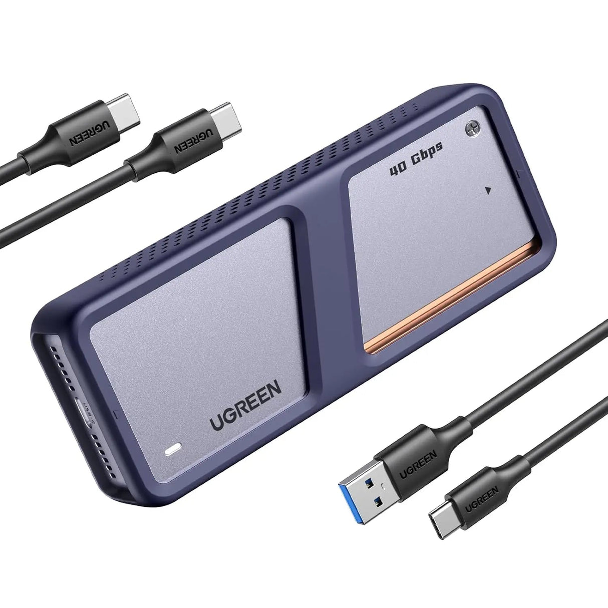 UGREEN 40Gbps M.2 NVMe Enclosure with Cooling Fan, Anti - Drop SSD Enclosure for MacBook, Aluminum M.2 Enclosure Support M/B+M Key Size 2280/2260/2242/2230 Compatible with Thunderbolt 3/4/USB4/3.2/3.1 (15976) - Ugreen India