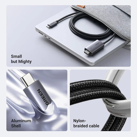 UGREEN 4K@60Hz Unidirectional USB C to HDMI Cable 2M with 100W PD Fast Charging Adapter 2 - in - 1 Thunderbolt Type C Compatible with iPhone 16 Pro Max, SteamDeck, MacBook, iPad, Galaxy S24, XPS (55330) - Ugreen India