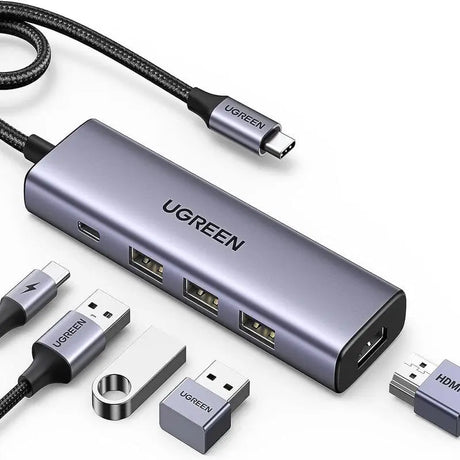 UGREEN 5 - In - 1 USB - C Multiport Dock with 4K@60Hz Hdmi, 100W Power Delivery, 3*USB - A 3.0 Data Ports for MacBook Pro/Air, iPad Pro, Mac Mini, Surface, XPS, Thinkpad, Galaxy, and More (15597) - Ugreen India
