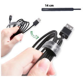UGREEN 50370 reusable 14cm cable tie securing a coiled cable