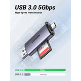 UGREEN SD Card Reader, USB Type C USB 3.0 OTG Memory Card Adapter With Portable 2 Slots for TF, SD, Micro SD, SDXC, SDHC, MMC, RS-MMC, Micro SDXC, Micro SDHC, UHS-I for Mac, Windows, Linux, PC, Laptop etc. (50706) - Ugreen India