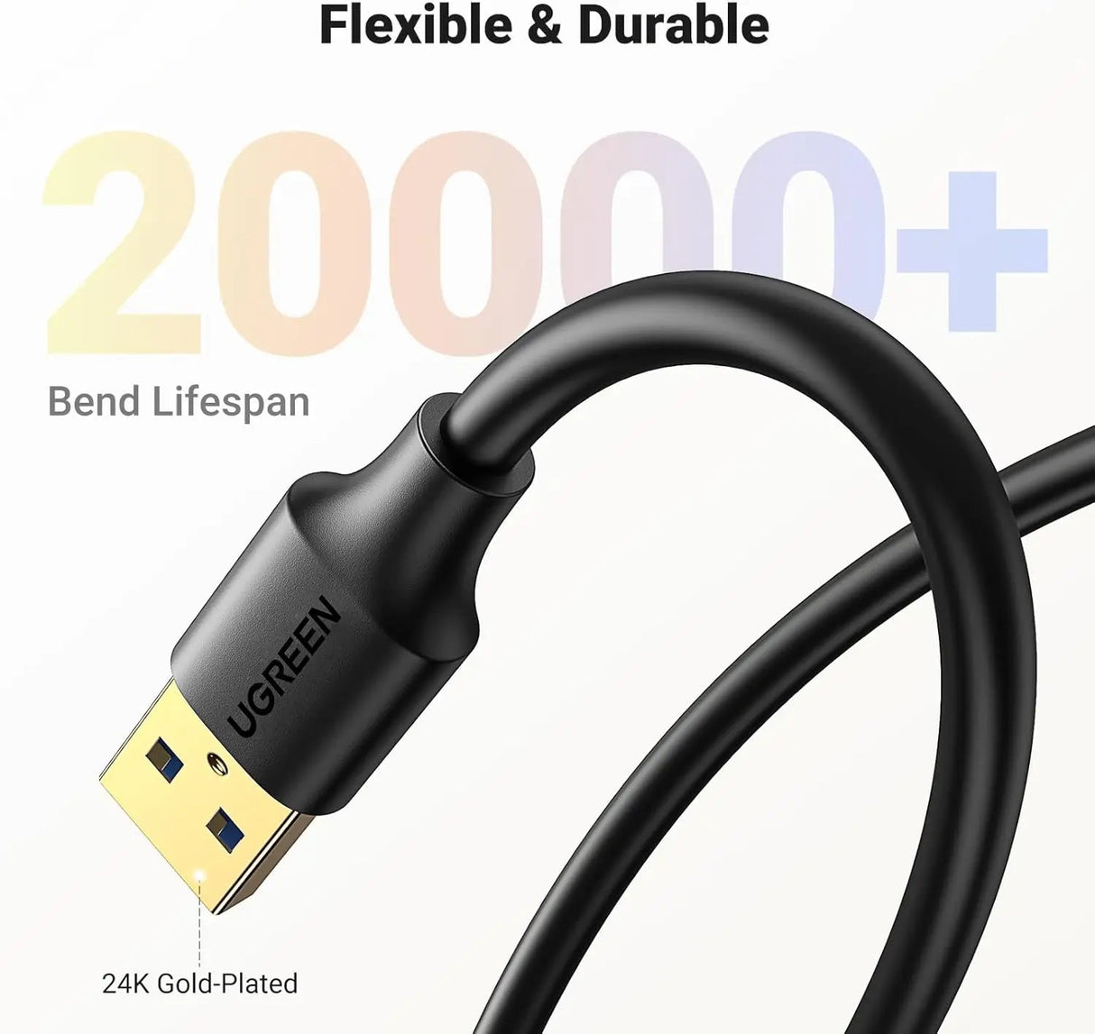 Ugreen 5M USB 3.0 A Male to A Female Extension Cable, Supports 5Gbps High Speed Data Transfer, Compatible with USB Disk Keyboard Mouse Hard Drive Printer Scanner (90722) - Ugreen India