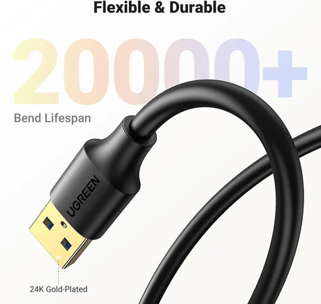 Ugreen 5M USB 3.0 A Male to A Female Extension Cable, Supports 5Gbps High Speed Data Transfer, Compatible with USB Disk Keyboard Mouse Hard Drive Printer Scanner (90722) - Ugreen India