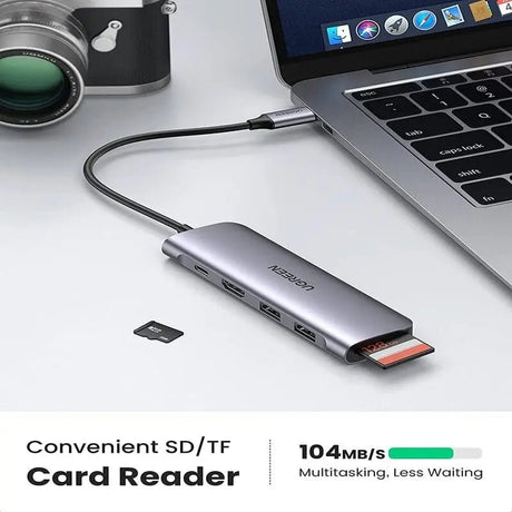 UGREEN 6 in 1 Type C Docking Station With HDMI 4K, 2*USB 3.0 Ports, SD TF Card Reader, 100W PD Charging Adaptor Dock Station for MacBook Pro Air 2020 2019 2018, Galaxy Note 10 S10 S9 S8, Surface Go, XPS 13 15 etc. (70411) - Ugreen India